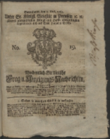 Wochentlich-Stettinische Frag- und Anzeigungs-Nachrichten. 1762 No. 19 + Anhang