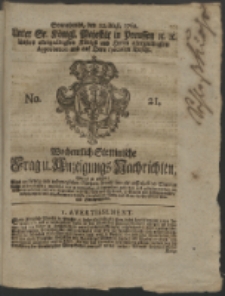 Wochentlich-Stettinische Frag- und Anzeigungs-Nachrichten. 1762 No. 21 + Anhang