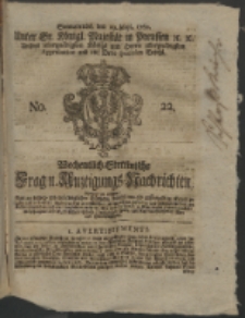 Wochentlich-Stettinische Frag- und Anzeigungs-Nachrichten. 1762 No. 22 + Anhang