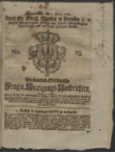 Wochentlich-Stettinische Frag- und Anzeigungs-Nachrichten. 1762 No. 23 + Anhang