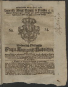 Wochentlich-Stettinische Frag- und Anzeigungs-Nachrichten. 1762 No. 24