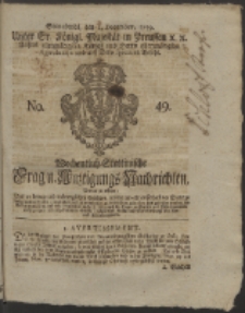 Wochentlich-Stettinische Frag- und Anzeigungs-Nachrichten. 1759 No. 49 + Anhang