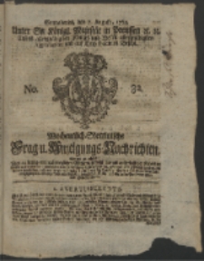 Wochentlich-Stettinische Frag- und Anzeigungs-Nachrichten. 1762 No. 32 + Anhang