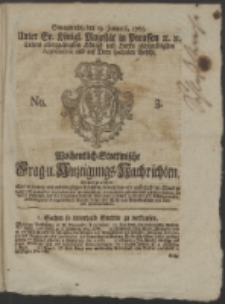Wochentlich-Stettinische Frag- und Anzeigungs-Nachrichten. 1765 No. 3 + Anhang