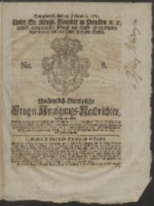 Wochentlich-Stettinische Frag- und Anzeigungs-Nachrichten. 1765 No. 8 + Anhang