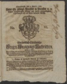 Wochentlich-Stettinische Frag- und Anzeigungs-Nachrichten. 1765 No. 10 + Anhang