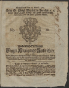 Wochentlich-Stettinische Frag- und Anzeigungs-Nachrichten. 1765 No. 12 + Anhang