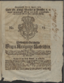 Wochentlich-Stettinische Frag- und Anzeigungs-Nachrichten. 1765 No. 13 + Anhang