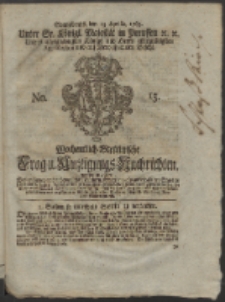 Wochentlich-Stettinische Frag- und Anzeigungs-Nachrichten. 1765 No. 15 + Anhang