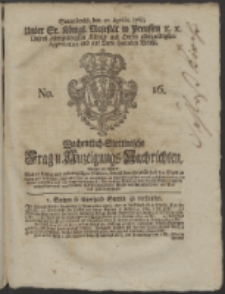 Wochentlich-Stettinische Frag- und Anzeigungs-Nachrichten. 1765 No. 16 + Anhang