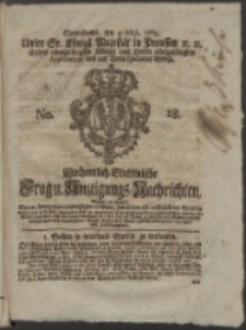 Wochentlich-Stettinische Frag- und Anzeigungs-Nachrichten. 1765 No. 18 + Anhang