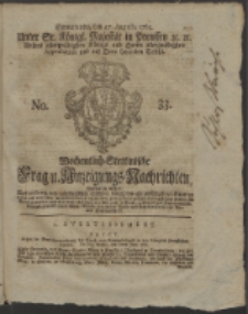 Wochentlich-Stettinische Frag- und Anzeigungs-Nachrichten. 1765 No. 33 + Anhang