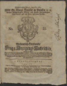 Wochentlich-Stettinische Frag- und Anzeigungs-Nachrichten. 1765 No. 33 + Anhang