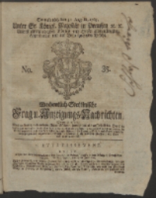 Wochentlich-Stettinische Frag- und Anzeigungs-Nachrichten. 1765 No. 35 + Anhang