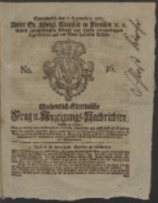Wochentlich-Stettinische Frag- und Anzeigungs-Nachrichten. 1765 No. 36 + Anhang