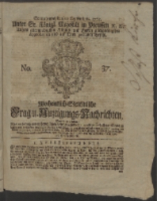 Wochentlich-Stettinische Frag- und Anzeigungs-Nachrichten. 1765 No. 37 + Anhang