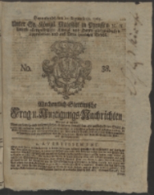 Wochentlich-Stettinische Frag- und Anzeigungs-Nachrichten. 1765 No. 38 + Anhang