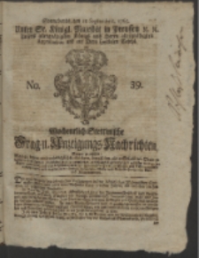 Wochentlich-Stettinische Frag- und Anzeigungs-Nachrichten. 1765 No. 39 + Anhang