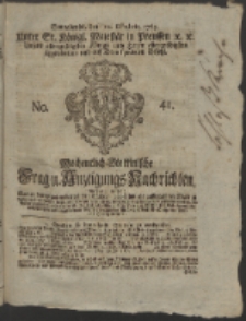 Wochentlich-Stettinische Frag- und Anzeigungs-Nachrichten. 1765 No. 41 + Anhang