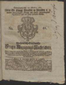 Wochentlich-Stettinische Frag- und Anzeigungs-Nachrichten. 1765 No. 42 + Anhang