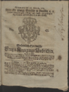 Wochentlich-Stettinische Frag- und Anzeigungs-Nachrichten. 1765 No. 43 + Anhang