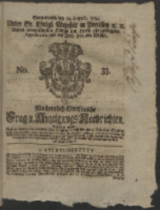 Wochentlich-Stettinische Frag- und Anzeigungs-Nachrichten. 1762 No. 33 + Anhang