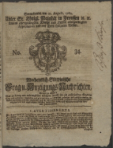 Wochentlich-Stettinische Frag- und Anzeigungs-Nachrichten. 1762 No. 34 + Anhang