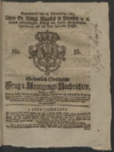 Wochentlich-Stettinische Frag- und Anzeigungs-Nachrichten. 1762 No. 38 + Anhang