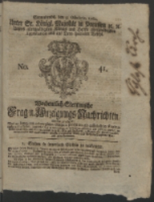 Wochentlich-Stettinische Frag- und Anzeigungs-Nachrichten. 1762 No. 41 + Anhang