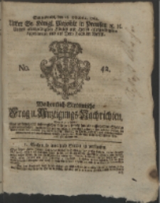 Wochentlich-Stettinische Frag- und Anzeigungs-Nachrichten. 1762 No. 42 + Anhang