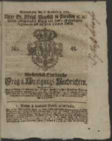Wochentlich-Stettinische Frag- und Anzeigungs-Nachrichten. 1762 No. 45 + Anhang