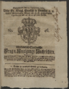 Wochentlich-Stettinische Frag- und Anzeigungs-Nachrichten. 1762 No. 46 + Anhang