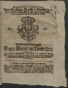 Wochentlich-Stettinische Frag- und Anzeigungs-Nachrichten. 1762 No. 47 + Anhang