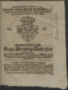 Wochentlich-Stettinische Frag- und Anzeigungs-Nachrichten. 1762 No. 52 + Anhang