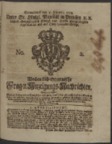 Wochentlich-Stettinische Frag- und Anzeigungs-Nachrichten. 1754 No. 2 + Anhang