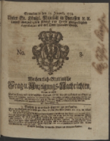 Wochentlich-Stettinische Frag- und Anzeigungs-Nachrichten. 1754 No. 3 + Anhang