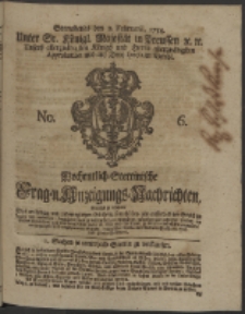 Wochentlich-Stettinische Frag- und Anzeigungs-Nachrichten. 1754 No. 6 + Anhang