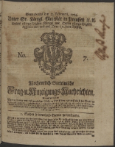 Wochentlich-Stettinische Frag- und Anzeigungs-Nachrichten. 1754 No. 7 + Anhang