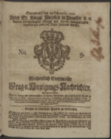 Wochentlich-Stettinische Frag- und Anzeigungs-Nachrichten. 1754 No. 9 + Anhang