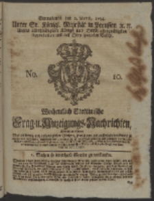 Wochentlich-Stettinische Frag- und Anzeigungs-Nachrichten. 1754 No. 10 + Anhang