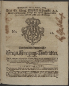 Wochentlich-Stettinische Frag- und Anzeigungs-Nachrichten. 1754 No. 11 + Anhang