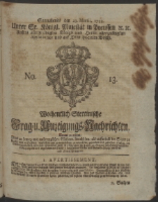 Wochentlich-Stettinische Frag- und Anzeigungs-Nachrichten. 1754 No. 13 + Anhang