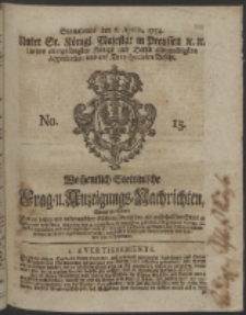 Wochentlich-Stettinische Frag- und Anzeigungs-Nachrichten. 1754 No. 15 + Anhang
