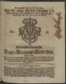 Wochentlich-Stettinische Frag- und Anzeigungs-Nachrichten. 1754 No. 18 + Anhang