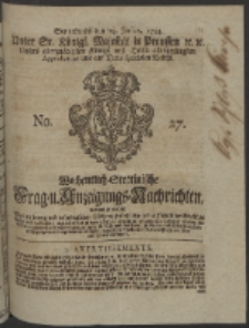 Wochentlich-Stettinische Frag- und Anzeigungs-Nachrichten. 1754 No. 27 + Anhang
