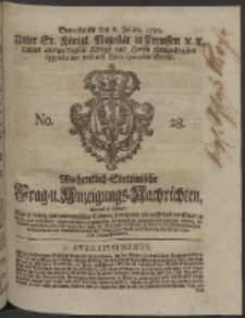 Wochentlich-Stettinische Frag- und Anzeigungs-Nachrichten. 1754 No. 28 + Anhang