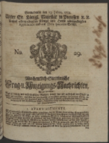 Wochentlich-Stettinische Frag- und Anzeigungs-Nachrichten. 1754 No. 29 + Anhang
