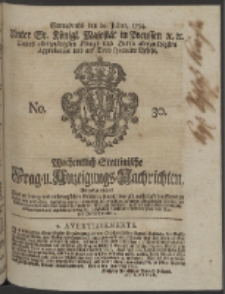 Wochentlich-Stettinische Frag- und Anzeigungs-Nachrichten. 1754 No. 30 + Anhang