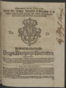 Wochentlich-Stettinische Frag- und Anzeigungs-Nachrichten. 1754 No. 31 + Anhang