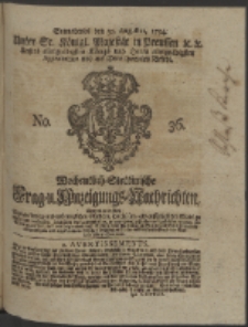 Wochentlich-Stettinische Frag- und Anzeigungs-Nachrichten. 1754 No. 36 + Anhang